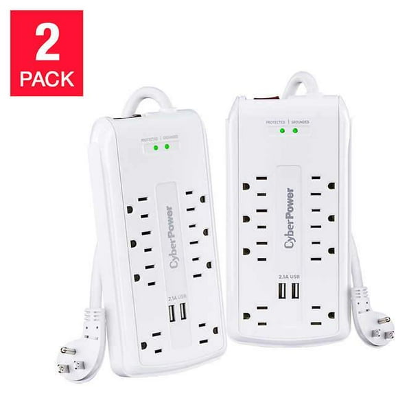 CyberPower 2pack Surge Protector with 8 Outlets & 2 USB Charging Ports