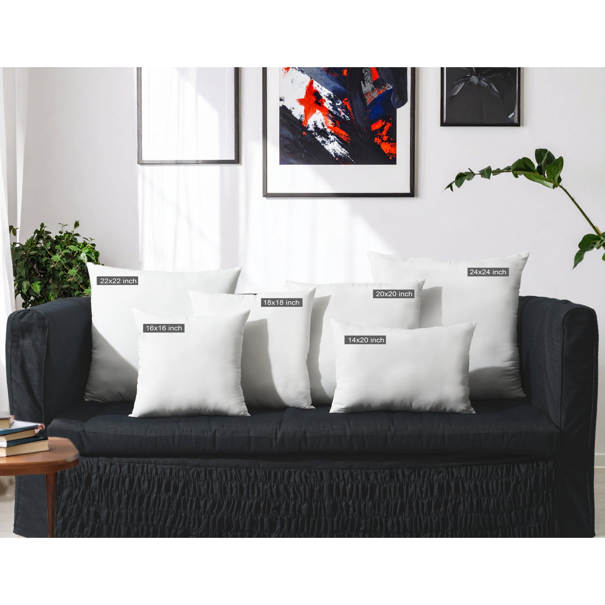 Mainstays Decorative Pillow Insert, 20" x 20", 2 pack