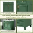 thumbnail image 6 of 30'' Bathroom Vanity with Resin Sink, Solid Wood Frame Bathroom Storage Cabinet with Soft Closing Doors, Retro Style, Green (Same as SW000118AAF), 6 of 9