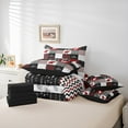 thumbnail image 6 of Manfei Cartoon Elephant Animal 7-Piece Twin Bedding Sets, Chic Stripes Abstract Bedding Comforter Set, Black Red Patchwork Reversible Sheet Sets, Breathable Home Decor, 6 of 8