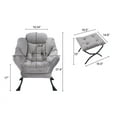 thumbnail image 7 of Oversized Modern Lazy Chair with Ottoman, Accent Contemporary Lounge Fabric Chair with Steel Frame, Upholstered Single Sofa Chair with Arm & Side Pocket, Leisure Sofa Chair, 7 of 7