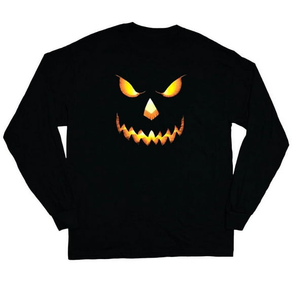 Men's Halloween T-shirt Pumpkin Face Long Sleeve Tee