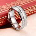 thumbnail image 6 of Wedding Ring Men Women. 8mm Silver Tungsten Wedding Band Double Meteorite, 6 of 6