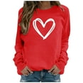 thumbnail image 2 of Jsaierl Chandails en Molleton Décontractés à Col Rond pour Femmes Imprimé Cœur Manches Longues Pull-Over Automne Chaud Confortable Hauts Tendance Mignons Polyvalents Chemises Quotidiennes Blouses de Sortie, 2 of 6