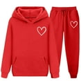 thumbnail image 5 of ATOGUTA Girl Outfit Sets Tracksuit Fleece Hoodie Sweatshirt and Sweatpants Joggers Set with Pockets Size 3T-15, Red, 5 of 5