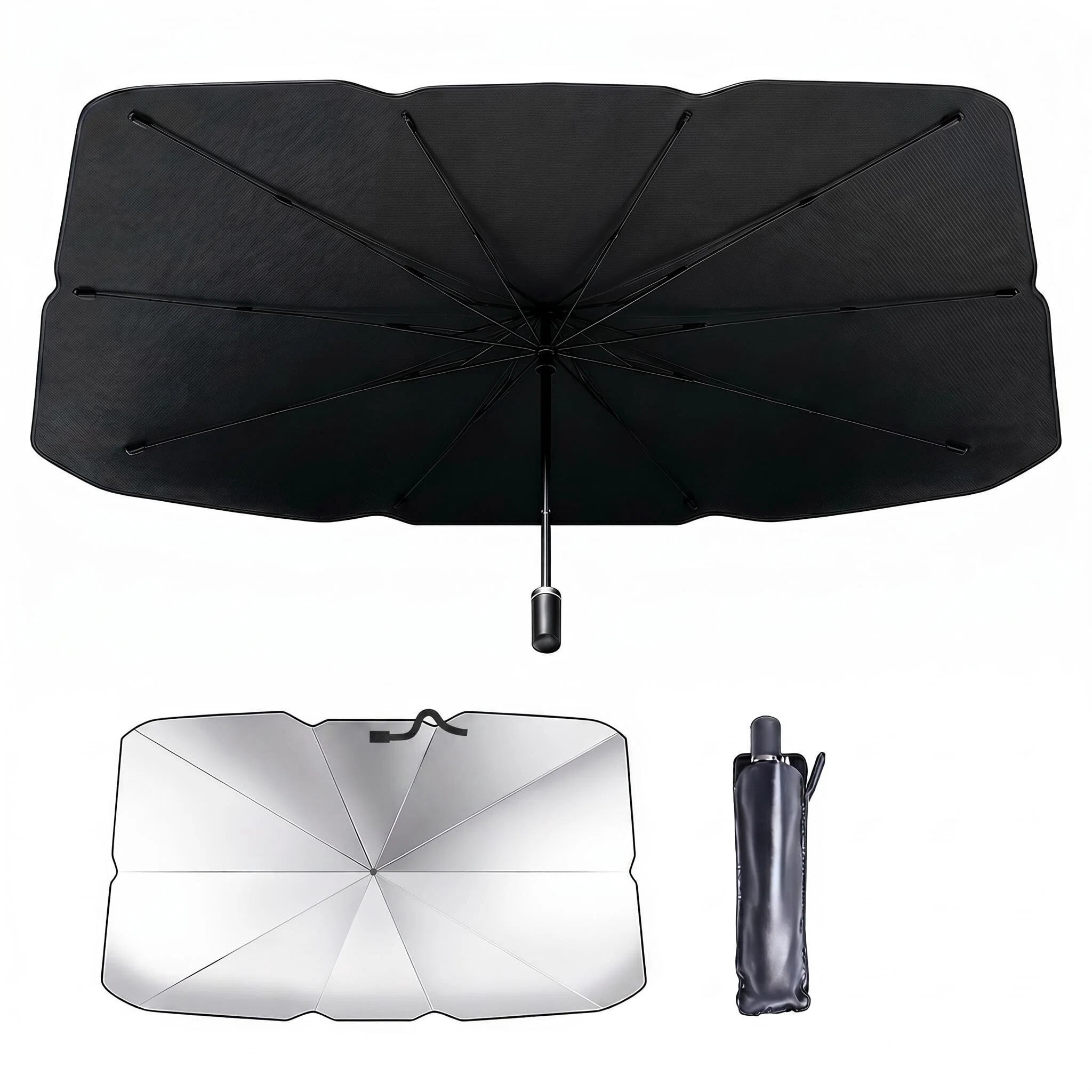 Genuine Dickies Universal Accordion Auto Sunshade, Carbon Fiber