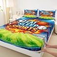 thumbnail image 3 of Homewish Football Soccer Baseball Basketball Boy Girl Full Size Sheets 4-Piece,Eat Sleep Sports Breathable Bed Sheets,Ball Gamer Lightweight Sheet Sets,Breathable Home Decor, 3 of 7