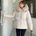 thumbnail image 5 of IROINNID Women's Winter Warm Mid-Length Coat Solid Color Parka Long Sleeve Outwear, Beige, 5 of 9