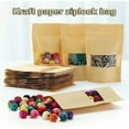 thumbnail image 5 of 100 bolsas de papel Kraft para alimentos, reutilizables con cremallera, bolsas de papel Kraft con ventana transparente, adecuadas para almacenamiento de frutos secos, 10 x 15 cm, 5 of 5