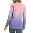 thumbnail image 4 of ShiShine 3/4 Sleeve T Shirts for Women Gradient Color Button Down Tshirt V Neck Casual Loose Tunic Tops Dressy Shirts, 4 of 6