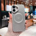 thumbnail image 4 of Luxury Matte Hollow Radiating Case for iPhone 16 15 14 13 12 Pro Max 16ProMax Magnetic For Magsafe Wireless Charger Bumper Cover silvery For iPhone 13, 4 of 6
