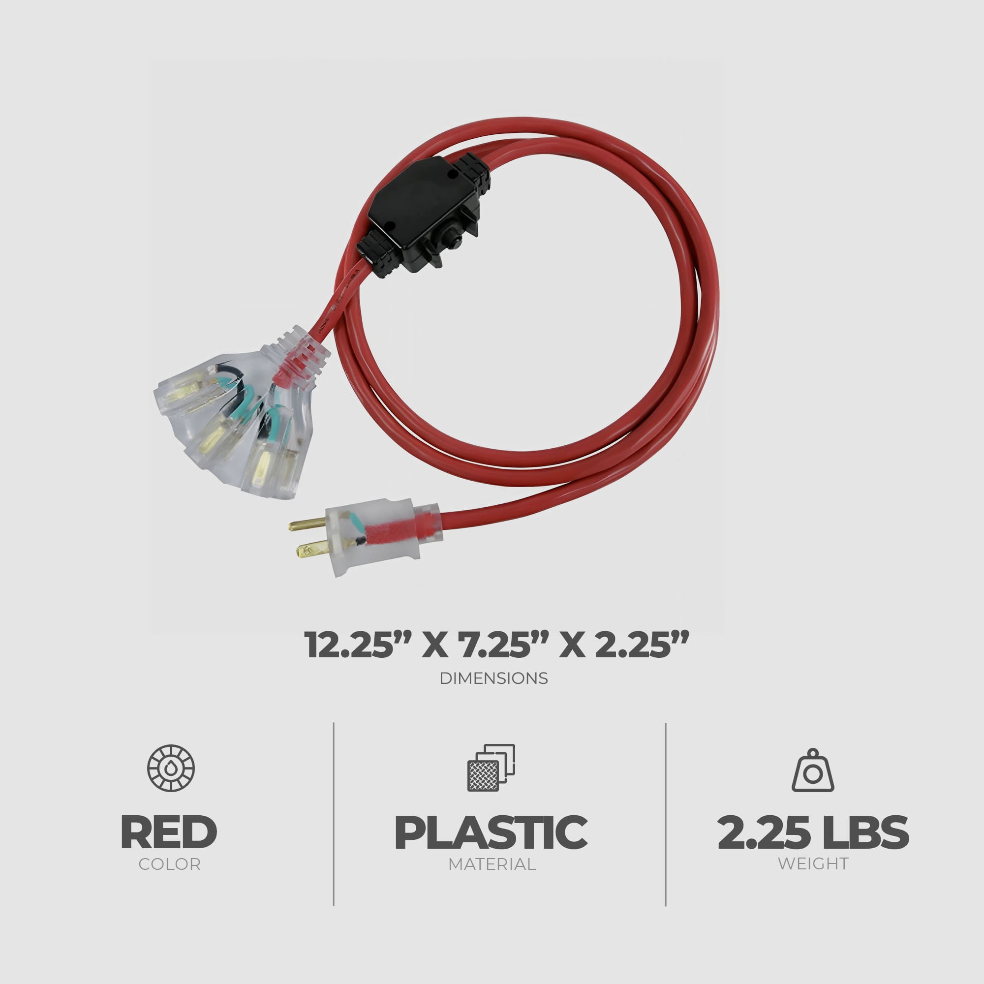 Master Electrician 50 Feet Extension Cord with Fan Tap and Circuit Breaker