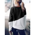 thumbnail image 2 of Sweat-shirt Décontracté à Col Rond à Manches Longues Imprimé à Rayures et Mollet, 2 of 6