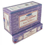 SATYA Nag Champa French Lavender Agarbatti | Handrolled Masala Incense Sticks | 12 Packs of 15 Grams Each in a Box | Export Quality Product