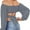 Gray, variant on Lantern Sleeve Woman Off Shoulder Ruched Tie Back Crop Top Summer Boho Shirt Blouse