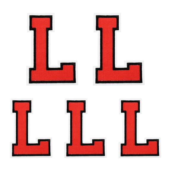 Iron on Letter 4.4"/3.1" Alphabet L Patches for Repairing Clothing DIY (Red, Pack of 5)