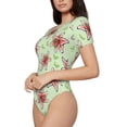 thumbnail image 2 of The Xecao Lilies Flowers Women's Crew Neck Body Suit, a short-sleeved bodysuit and basic swimsuit, both comfort and style for dating and daily life, 2 of 9