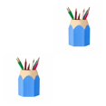 thumbnail image 3 of Seitruly Plástico Extraíble Suministros para estudiantes Forma de lápiz Portalápices de doble azul 2piezas, 3 of 5