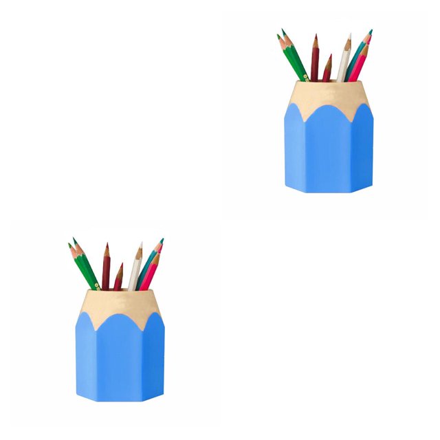 Sidaley Plástico Extraíble Suministros para estudiantes Forma de lápiz Portalápices de doble azul 2piezas
