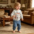 thumbnail image 2 of enyan Toddler Baby Boy Fall Clothes Long Sleeve Crewneck Sweatshirt Top Casual Pants Set Cute Infant Winter Outfits Grey,6-12 Months, 2 of 7