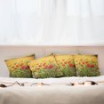 thumbnail image 3 of Ambesonne Flower Throw Pillow Cover 4 Pack, Field with Poppies Farm, 16", Yellow Red Green, 3 of 6