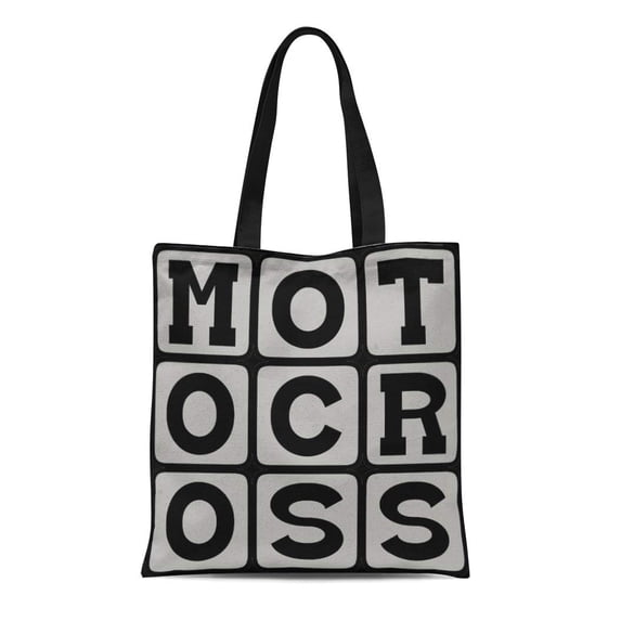 KDAGR Canvas Tote Bag Squares Motocross Motorcycle Sport Word Squarepeg Moto Cross Reusable Handbag Shoulder Grocery Shopping Bags