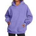 thumbnail image 4 of Garbnen Hoodies for Women Oversized Long Sleeve Women Sweatshirt Soft Fall Winter Loose Fit Casual Fashion Pullover Shirts for Women with Pocket Purple XL, 4 of 5