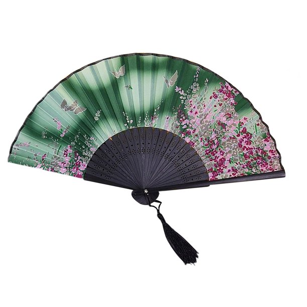 Juego de abanicos de papel de mano Estilo antiguo chino Abanicos decorativos para salón, sala de estar y danza Accesorio Abanico plegable tradicional japonés con tela de poliéster y marco de madera