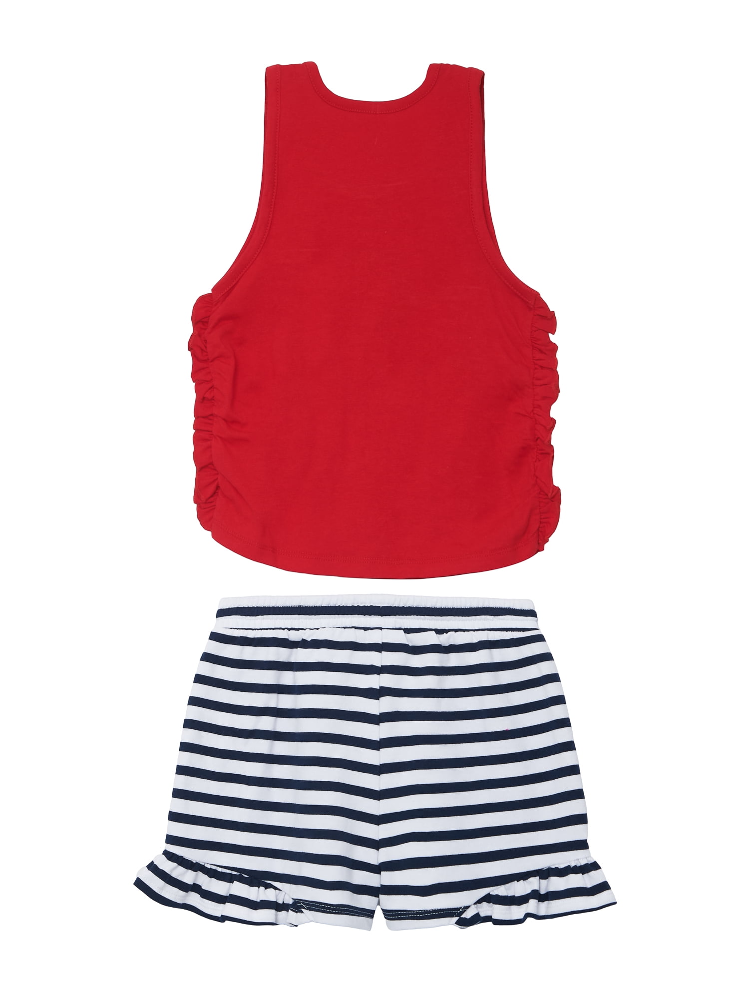 Way to Celebrate Girls Patriotic Americana Cinched Tank and Flutter Short Set, 2-Piece, Sizes 4-18