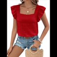 thumbnail image 2 of Top de Mujer con Cuello Cuadrado y Volantes de Corta, Color Rojo, Talla M, 2 of 10
