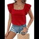 thumbnail image 2 of Top de Mujer con Cuello Cuadrado y Volantes de Corta, Color Rojo, Talla M, 2 of 10
