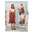 thumbnail image 5 of SLADYGLD Women Lace Up Waist Irregular Ruffle Hem Wrap Midi Skirt, 5 of 5