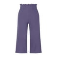 thumbnail image 2 of PENGXIANG Women Ruffled Wide-leg Pants  Summer Casual Loose High Waist Solid Color Trousers, 2 of 4