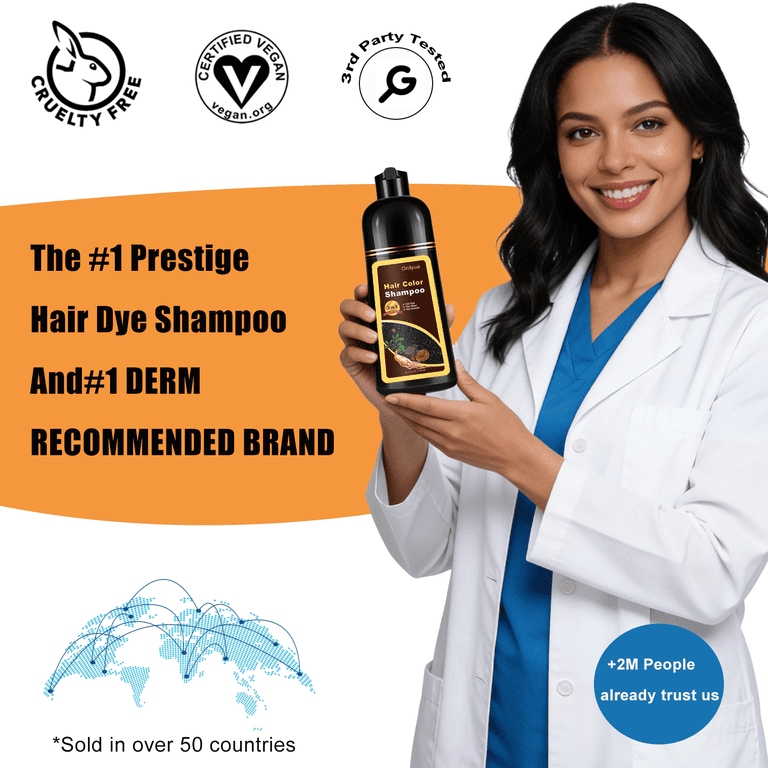 Hair Dye Shampoo 3 in 1, Long-Lasting Hair Color Shampoo with