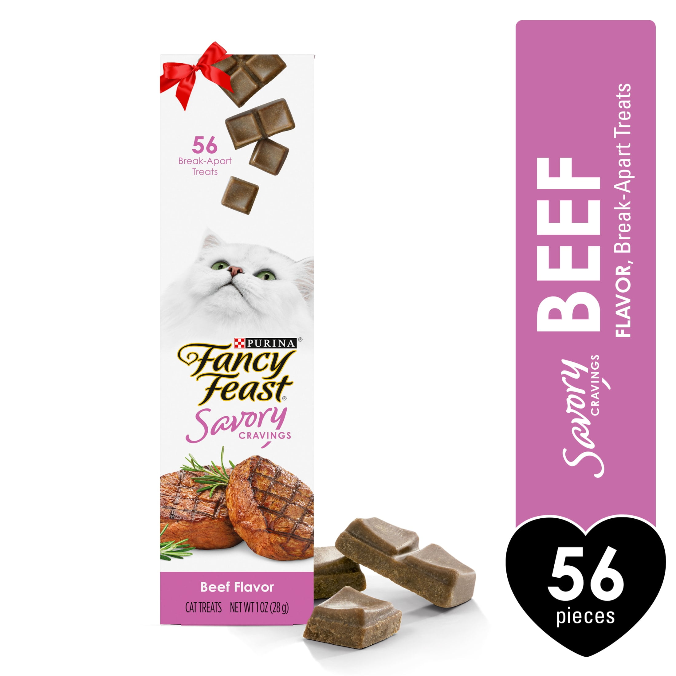 (4 pack) Purina Fancy Feast Savory Cravings, Soft Cat Treats, Beef, 1 oz Box