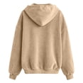 thumbnail image 6 of Sewkxo Womens Velvet Zip Up Hoodie Long Sleeve Oversized Hooded Sweatshirt Fall Velour Y2K Jacket with Pockets,Khaki S, 6 of 6