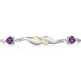 thumbnail image 2 of 925 Sterling Silver and 10K Yellow Gold Purple Amethyst and White Lab Grown Diamond Tennis Bracelet for Women (0.86 Cttw, Gemstone Birthstone, Heart Shape 5MM, Fully Adjustable up to 9 inch), 2 of 3