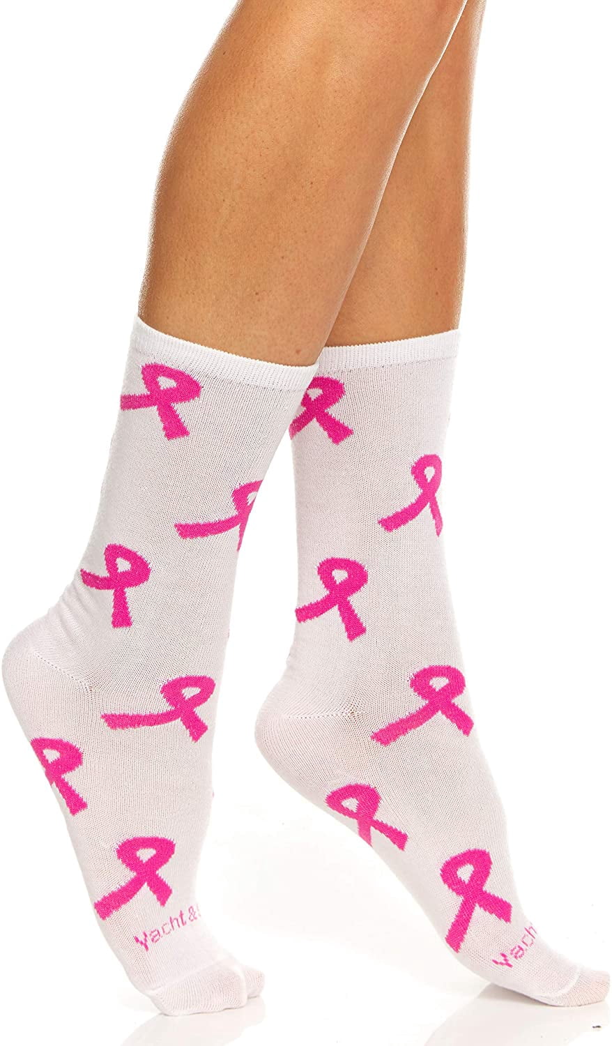 Yacht & Smith Pink Ribbon Breast Cancer Awareness Ankle/Crew Socks for Women (12 Pairs Assorted (Crew) Women (9-11))