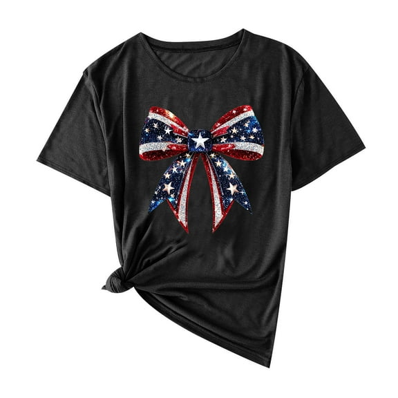 GERsome 4th of July T-Shirt for Women Short Sleeve Crewneck American Flag Tshirt Funny USA Stars Stripes Patriotic Graphic Tee S-3XL