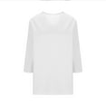 thumbnail image 4 of Women Linen Blouses 3/4 Length Sleeve V-Neck Summer Casual Tunic Tops Ladies Elegant Business Shirts White L, 4 of 5