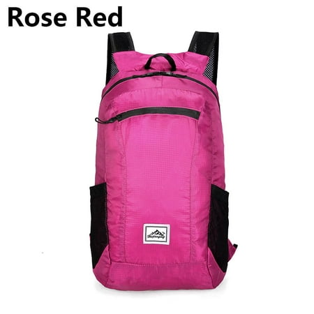 20L Large Capacity Mountaineering Leisure Travel Accessories Hiking Double-Shoulder Bag Canvas Backpack Rucksacks Daypack Travel Bags ROSE RED