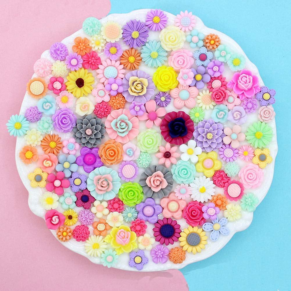 Ximkee Assorted 30pcs Cute Donut Slime Charms Beads Cookies Dessert Resin Charms Slices Flatback Buttons for Jewelry Making Handicraft Scrapbooking