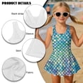 thumbnail image 5 of Uorisanigo Girls Swimsuits Blue Mermaid Scale One Piece Bathing Suits Back Strap for Kids Swim Dress Summer Beach, Size 12-13, 5 of 6