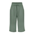 thumbnail image 5 of JJHGVB Cotton Linen Capris for Women Beach Resort Pants Wide Leg Capri Long Shorts Womens Linen Shorts Cotton Linen Pants Dress Shorts Pedal Pushers for Women Baggy Shorts Women Army Green L, 5 of 6