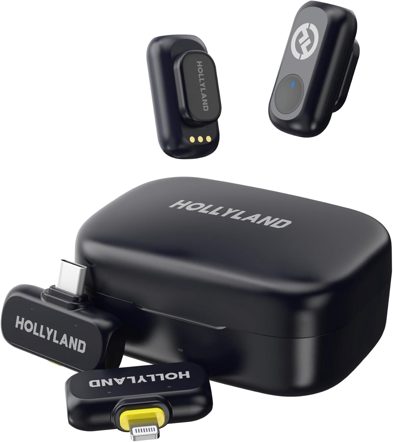 Hollyland LARK A1 Mini Duo Wireless Microphone for iPhone Lightning, Dual Lavalier Mics, 2-Person Recording, 48kHz, Noise Cancellation, 650 ft, Space Gray (Bundle)