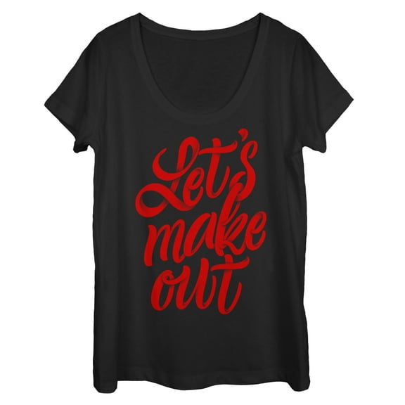 Women's Lost Gods Valentine's Day Let's Make Out  Scoop Neck Black 2X Large