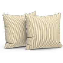 Outdoor Throw Pillow Covers Waterproof Tropic Accent Pillow Cases Fluffy Outdoor Cushion Covers for Garden and Patio Furniture Decoration, 16x16, 2 Pack, Strip Beige