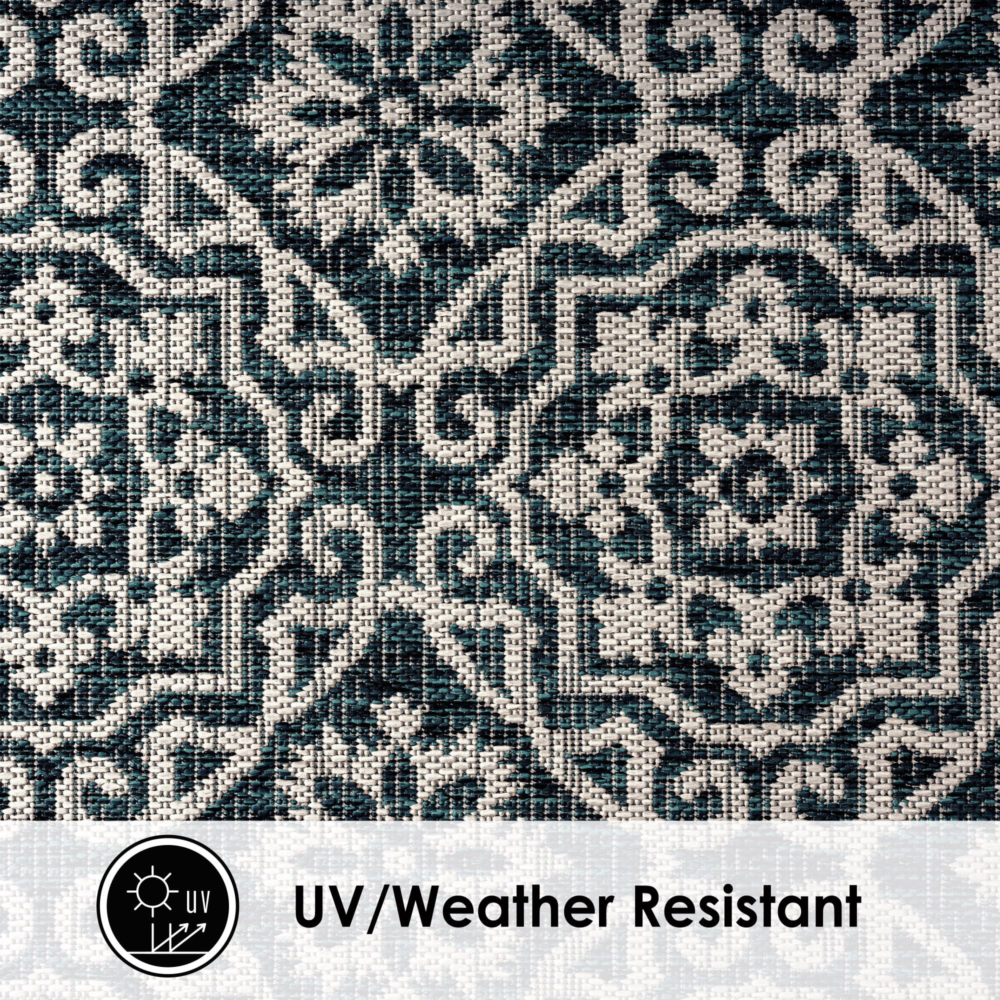 Nicole Miller New York Patio Country Danica Transitional Geometric Indoor/Outdoor Area Rug, Navy Blue/Ivory , 5'2"x7'2"