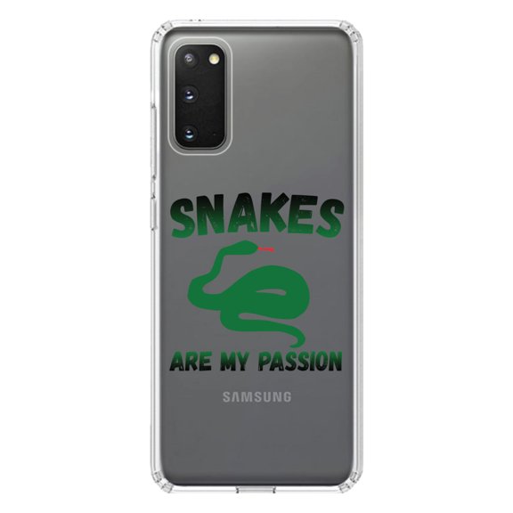 DistinctInk Clear Shockproof Hybrid Case for Galaxy S20 ULTRA / 5G (6.9" Screen) - TPU Bumper Acrylic Back Tempered Glass Screen Protector - Snakes Are My Passion