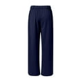 thumbnail image 3 of TINZ Pantalon Grand pour Femmes Pantalon Décontracté pour Femmes Taille Élastique avec Poches Pantalon Décontracté pour Femmes Pantalon de Travail Petite Taille Pantalon Extensible Décontracté en Lin pour Femmes, 3 of 4